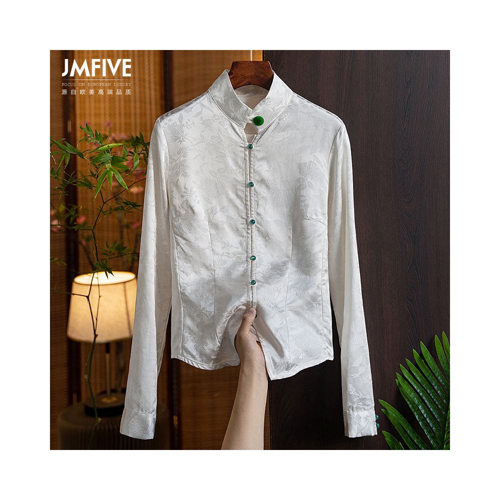 Chinese style retro jacquard long sleeved shirt for women 2025 spring and autumn national trend new Chinese style jacquard slim fit top for women image 21