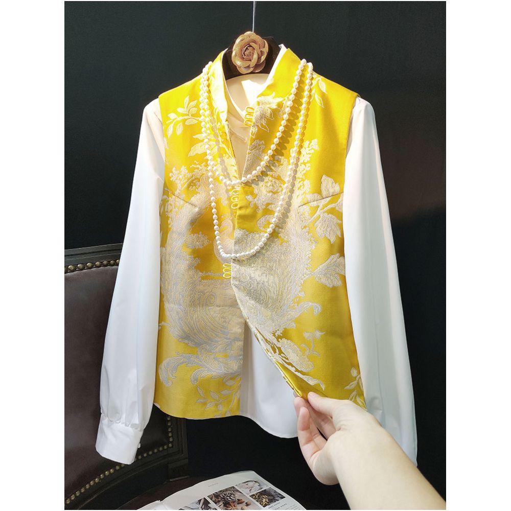 White pure cotton shirt women s 2025 spring new retro stand collar button long sleeve versatile casual top shirt image 3