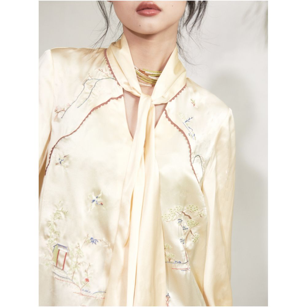 RIMLESS Borderless Original Independently Developed Garden Scenery Embroidery Top Acetate Material High Grade Strap Shirt image 4