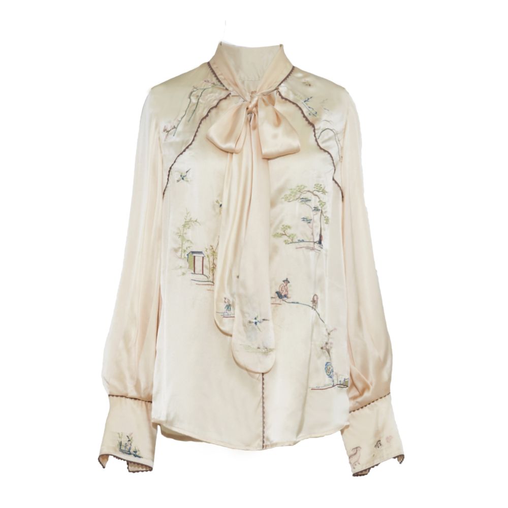 RIMLESS Borderless Original Independently Developed Garden Scenery Embroidery Top Acetate Material High Grade Strap Shirt image 9