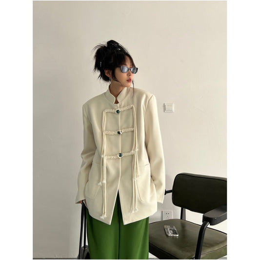 Asaya556 -  Spring and Autumn New High end Design Explosive Street Button Western Suit Top Improved Chinese Women s Zhongshan Coat Coat