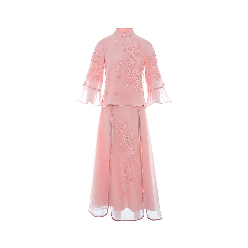 Cheongsam young Tang suit two piece set Hanfu women s Chinese style summer retro top Zen tea suit fairy atmosphere image 5