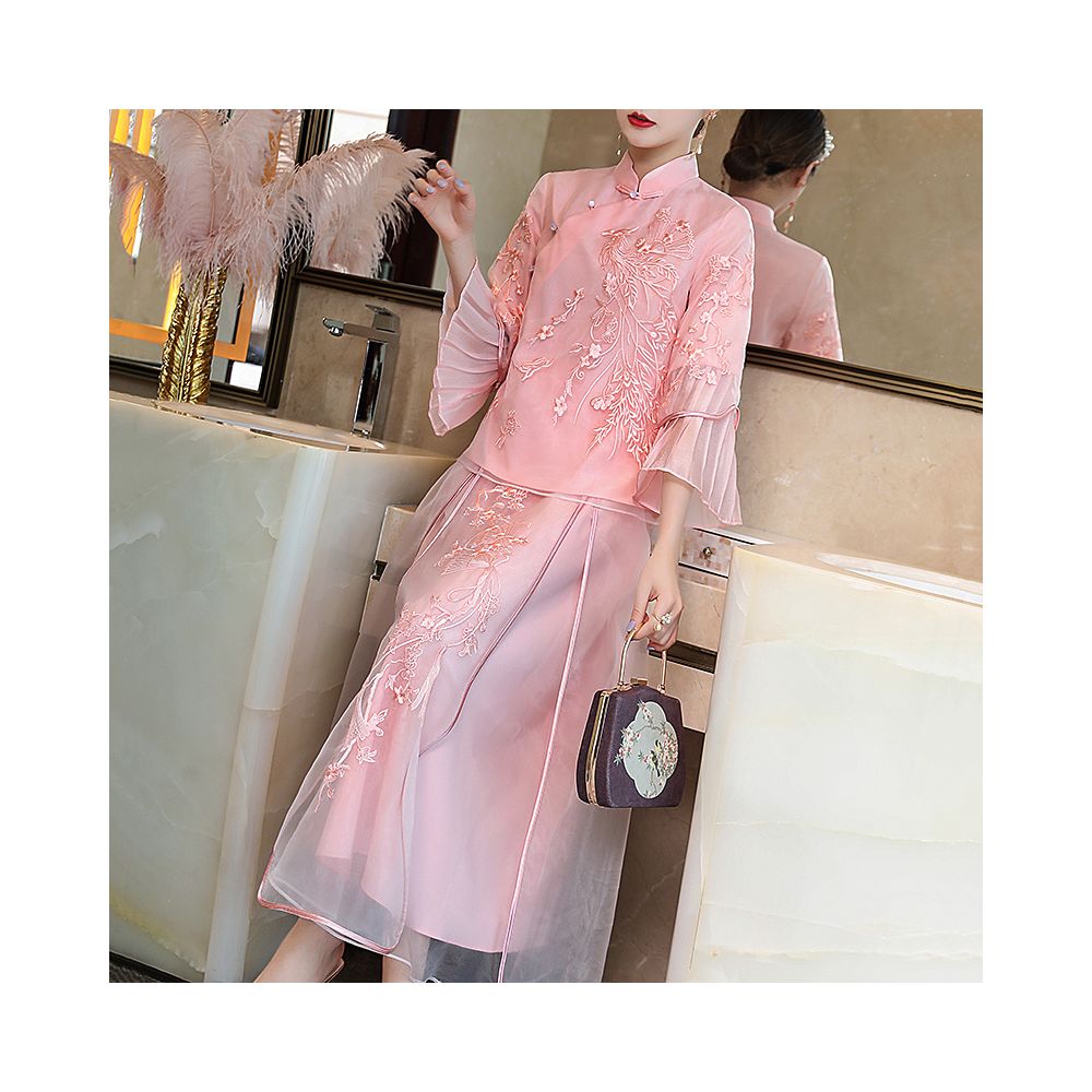 Cheongsam young Tang suit two piece set Hanfu women s Chinese style summer retro top Zen tea suit fairy atmosphere image 48