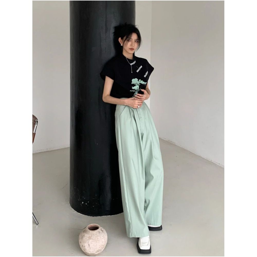 New Chinese style fashionable women s clothing set for spring and summer 2024 New Chinese style button up shirt with temperament and pants two piece set image 4