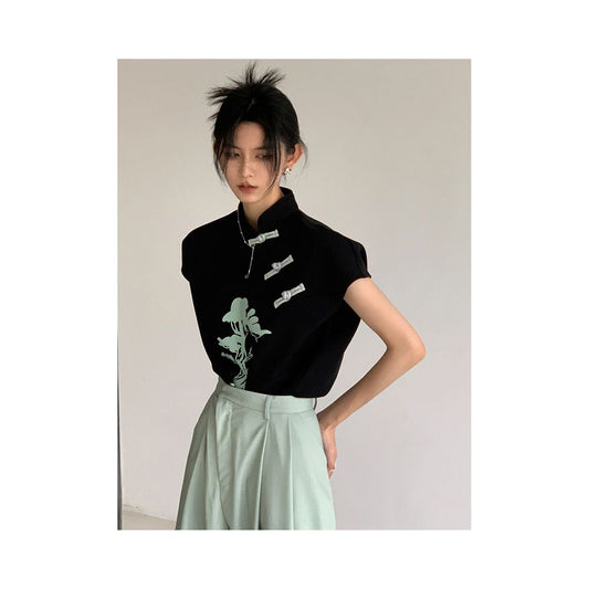 Asaya492 - New Chinese style fashionable women s clothing set for spring and summer 2024 New Chinese style button up shirt with temperament and pants two piece set