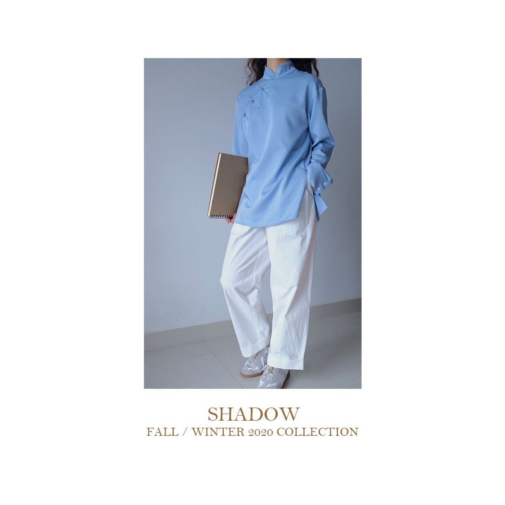 Yuyin SHADOW 2020 Autumn Winter Chinese Simple Thin Plate Button Embroidered Long Sleeve Shirt image 10