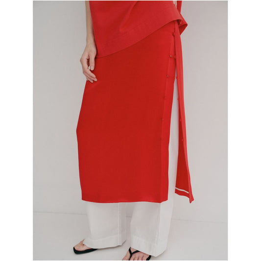 Asaya466 - STUDIO YI AN Red Chinese style slit long skirt