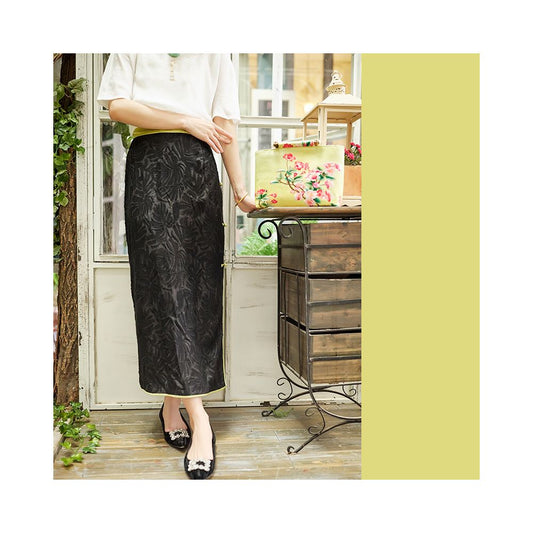 Asaya390 - Good reputation PCY999 premium copper ammonia silk embroidered Chinese retro slimming full embroidery Changchun autumn half skirt for all seasons
