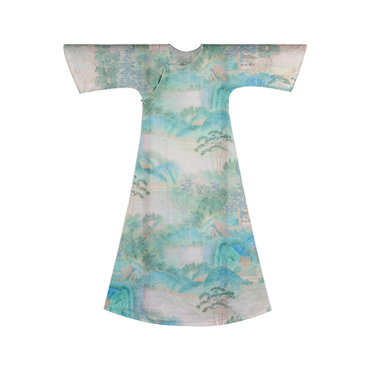 Asaya379 - Idle Dream of Jiangnan One City Style Chinese Republic of China Style Collarless Loose Back Sleeve Cheongsam Young Thin Edition Original