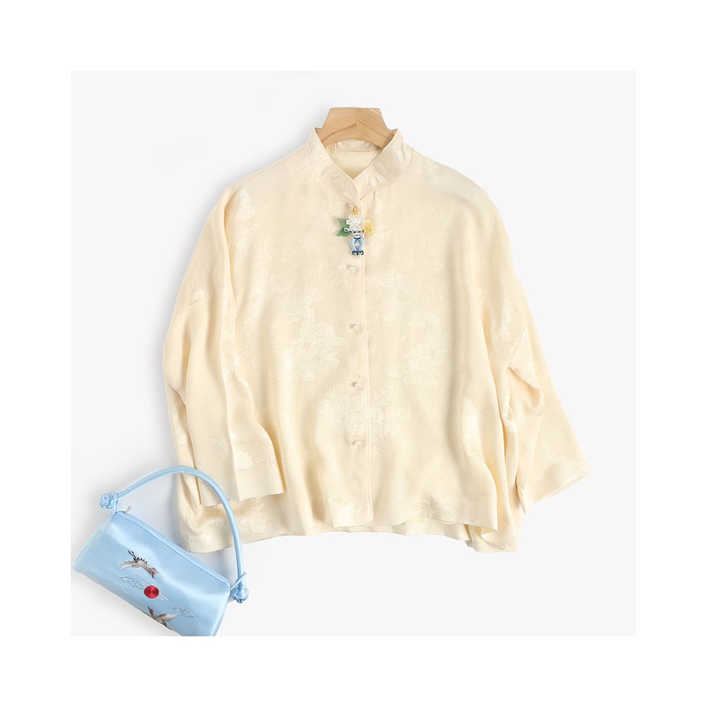 Shop treasure CPP955 fashionable Chinese silk flower Luo double breasted shower head jade button top spring and autumn jacket image 128