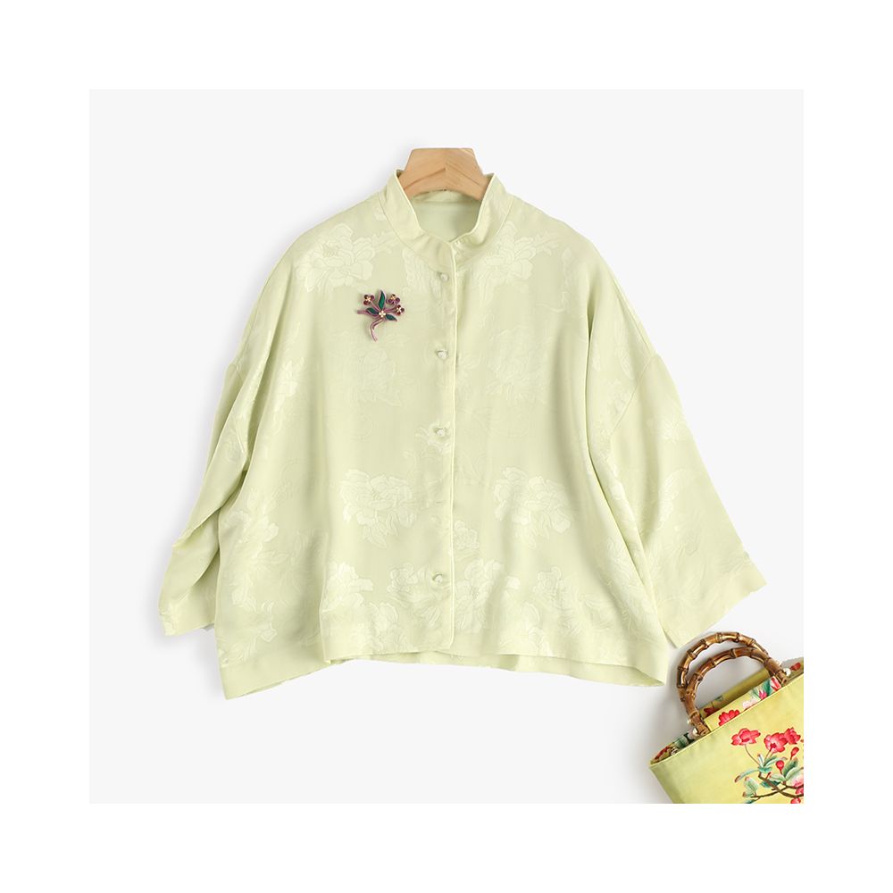 Shop treasure CPP955 fashionable Chinese silk flower Luo double breasted shower head jade button top spring and autumn jacket image 198