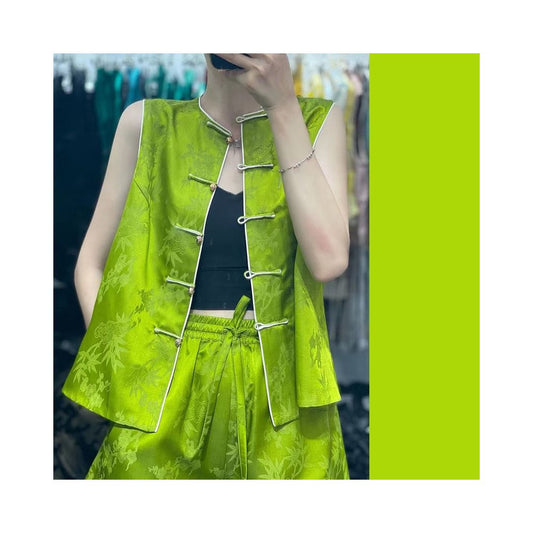 Asaya280-  New Chinese Retro Silk Fashionable Chinese Style Horse Clip Shoulder Spring and Summer Four Seasons