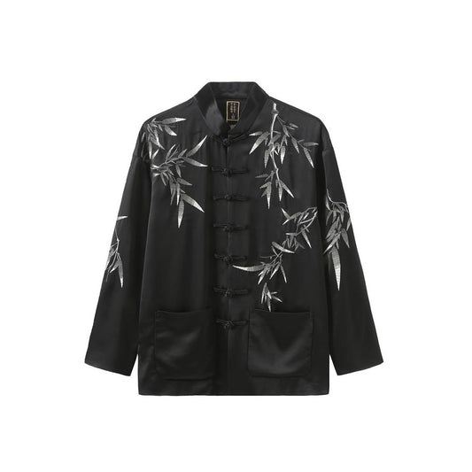 Asaya62 - Bihai Chaosheng New Style Forest wearing and Leaf beating Silk Chinese Style China Chic Tang Suit Coat