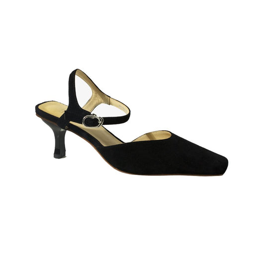 Asaya0460 - Tinker black toe cap with buckle French retro niche sandals women s genuine leather single shoes medium thick heel