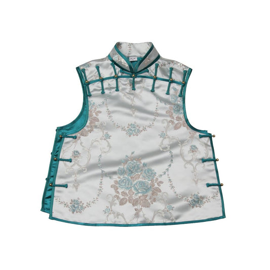 Asaya0441 - National Style New Spring and Autumn Satin Thirteen Taibao Vests Shoulders Tang style Top Small Shirt Coat Women s Stand up Collar