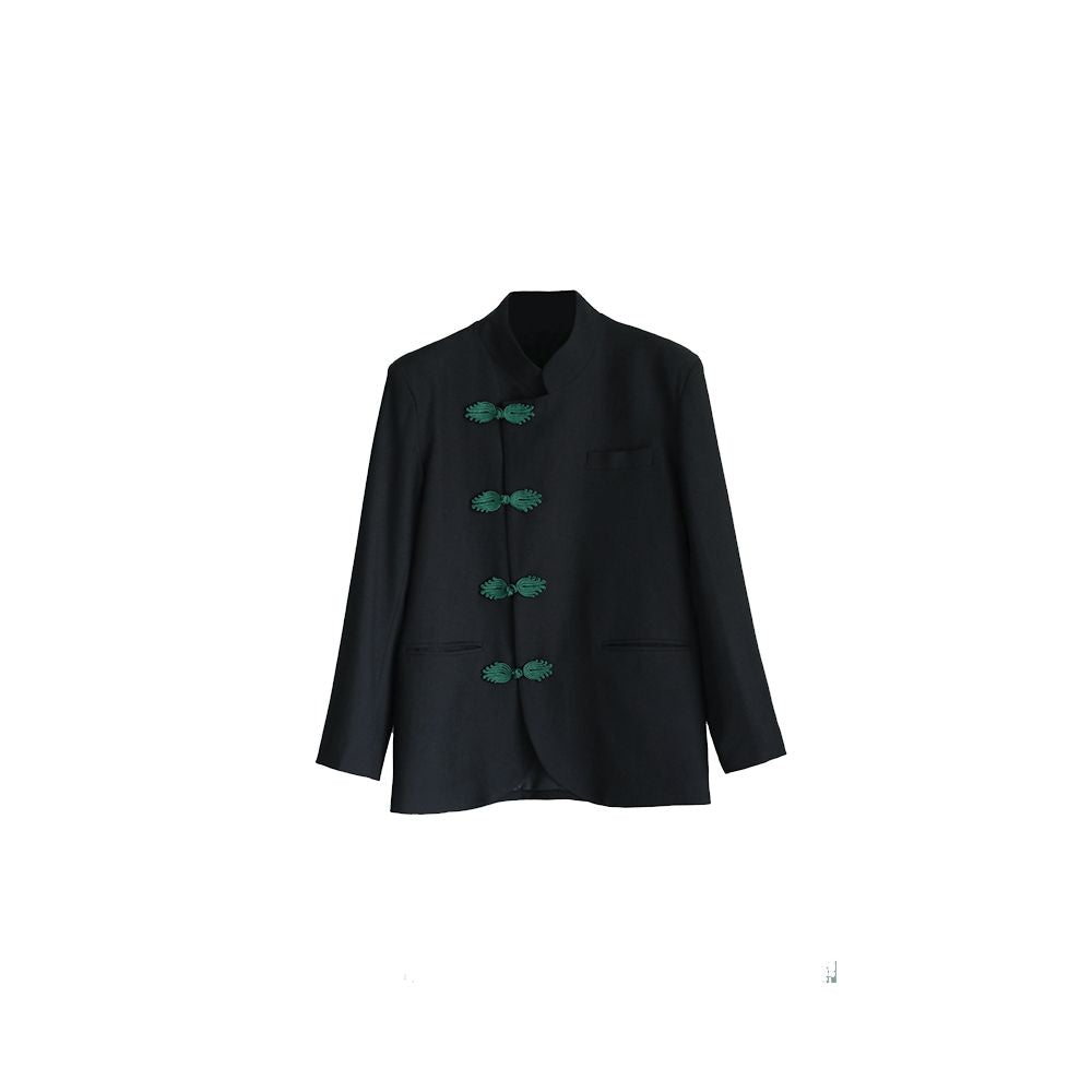 APOZi s new Chinese style buttoned suit jacket for women s clothing 2022 new design sense tall autumn and winter casual suit image 5