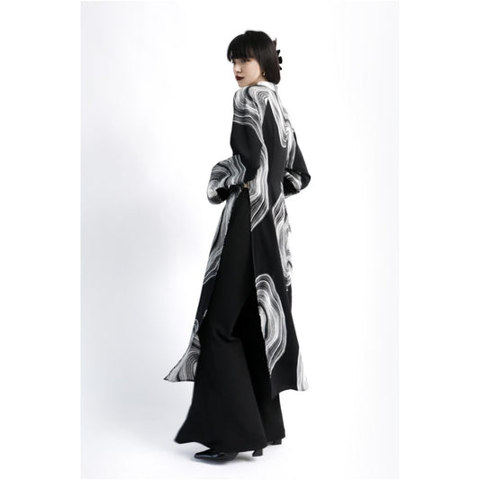 Asaya0322 - APOZi high slit long sleeved dress for women in autumn and winter tall and retro design with improved black qipao skirt