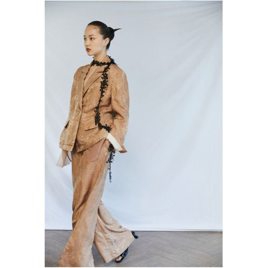 Asaya0294 -  Blue Dot Original Designer Jacquard Linen High Waist Suit Wide Leg Pants Look Thin Casual Autumn Edition