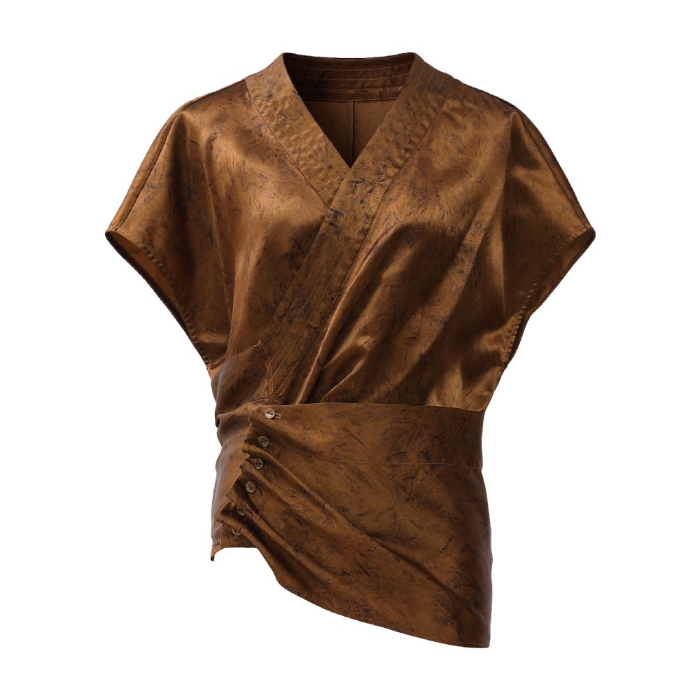 New Chinese acetate pleats elegant texture niche design glossy shirt J42C204 image 5