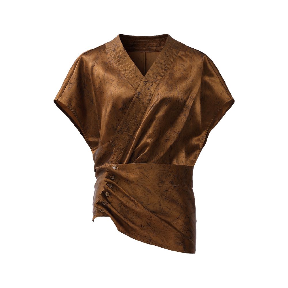 New Chinese acetate pleats elegant texture niche design glossy shirt J42C204 image 11