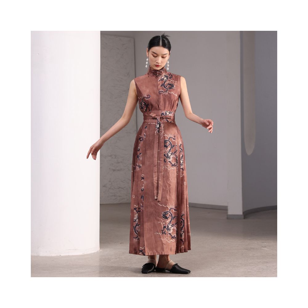 Inside and outside the original new Chinese retro printing national tide temperament sleeveless slim versatile shirt J42C533 image 7