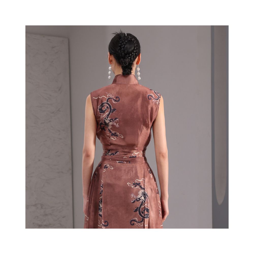 Inside and outside the original new Chinese retro printing national tide temperament sleeveless slim versatile shirt J42C533 image 8