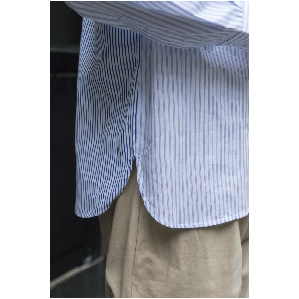 LABSTORE splicing stripes new Chinese style buttoned long sleeved lapel shirt loose silhouette Stripeshirt image 10