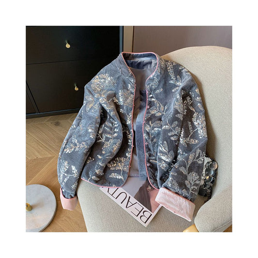 ASAYA4873 – Velvet Bloom Embroidery Jacket 🌸✨