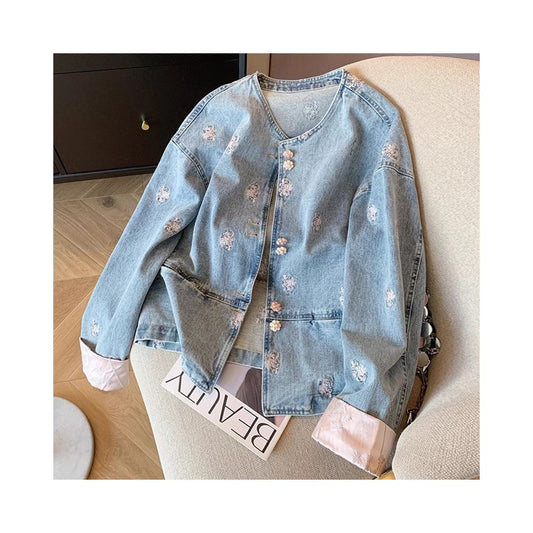 ASAYA4872 – Blossom Charm Denim Jacket 🌸👖
