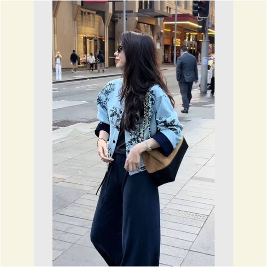 ASAYA4870 – Azure Blossom Denim Jacket 💙🌸