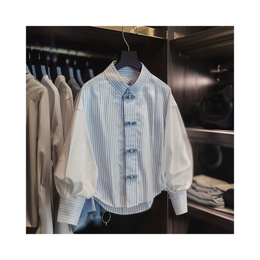 ASAYA4925 – Azure Harmony Buttoned Blouse 💙☁️