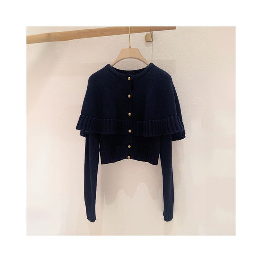 ASAYA4929 – Midnight Ruffle Knit Cardigan 🌙💫
