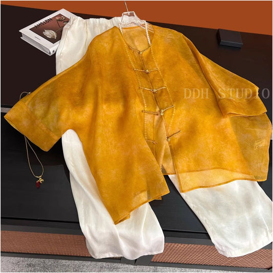 ASAYA4932 – Serene Mist Silk Blouse ☁️💜