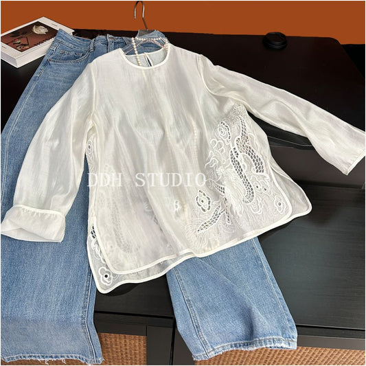 ASAYA4933 – Ivory Whisper Embroidered Blouse 🤍🕊️