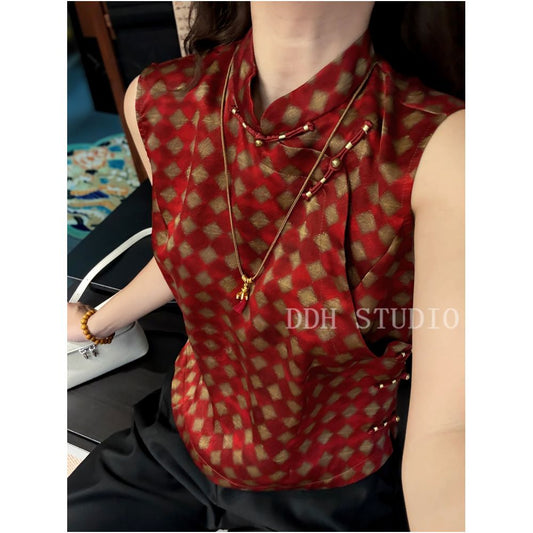 ASAYA4934 – Crimson Echo Jacquard Top 🔶❤️