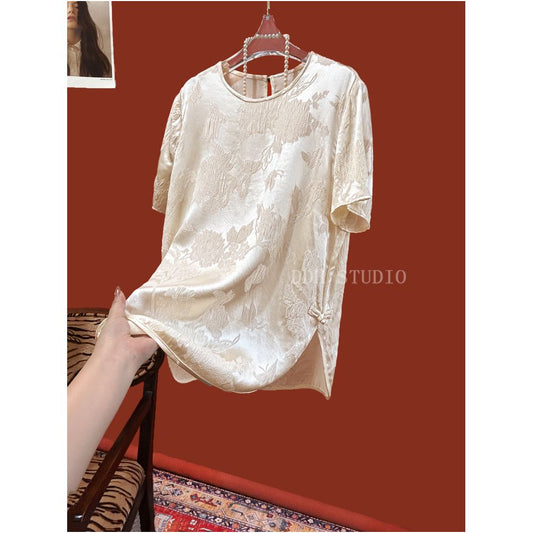ASAYA4935 – Silk Blossom Jacquard Top 🌸✨