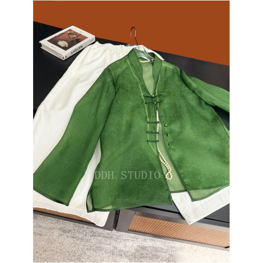 ASAYA4938 – Evergreen Mist Silk Blouse 🍃💚