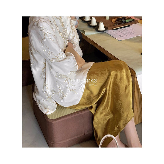 ASAYA4954 – Golden Peony Jacquard Skirt 🌼🥂