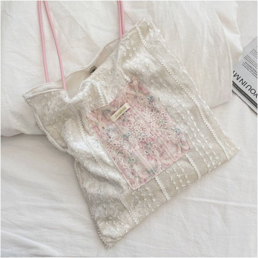 ASAYA4958 – Blush Lace Dream Tote 🌸🤍