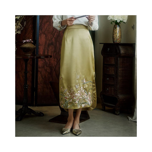 ASAYA4965 – Willow Grace Embroidered Midi Skirt 🍃🦋