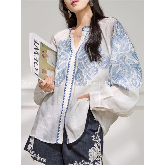 ASAYA4995 – Azure Bloom Embroidered Set 🌿💙