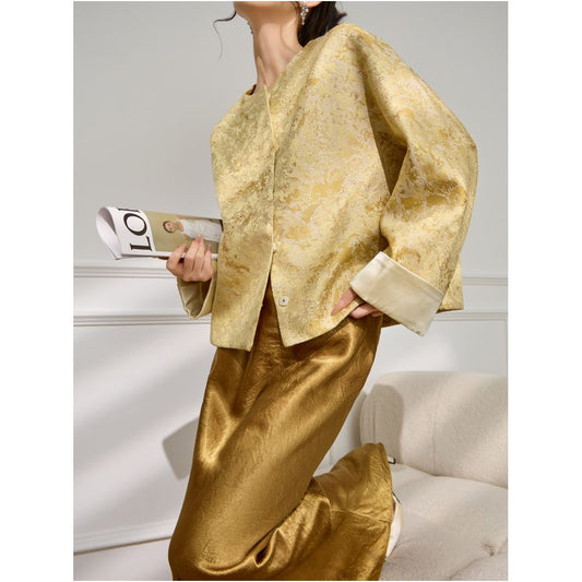 ASAYA5004 – Golden Dusk Brocade Top✨🌾
