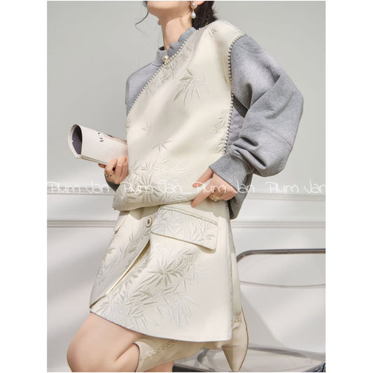 ASAYA5007 – Pearl Mist Layered Knit Top🤍🌿