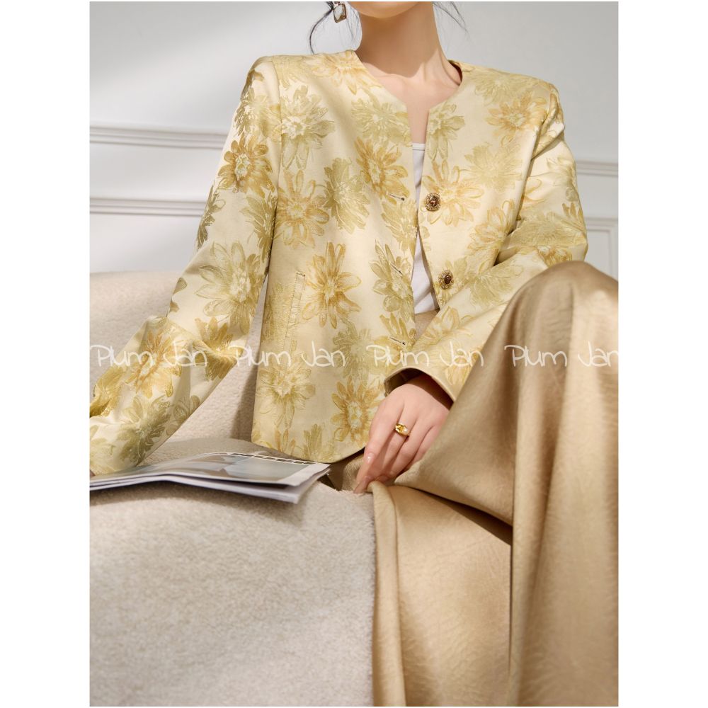 Plum Jan Early Autumn Atmosphere 2025 Wear Jacquard New Chinese Style Short Jacket Formal Occasion National Style Top image 2