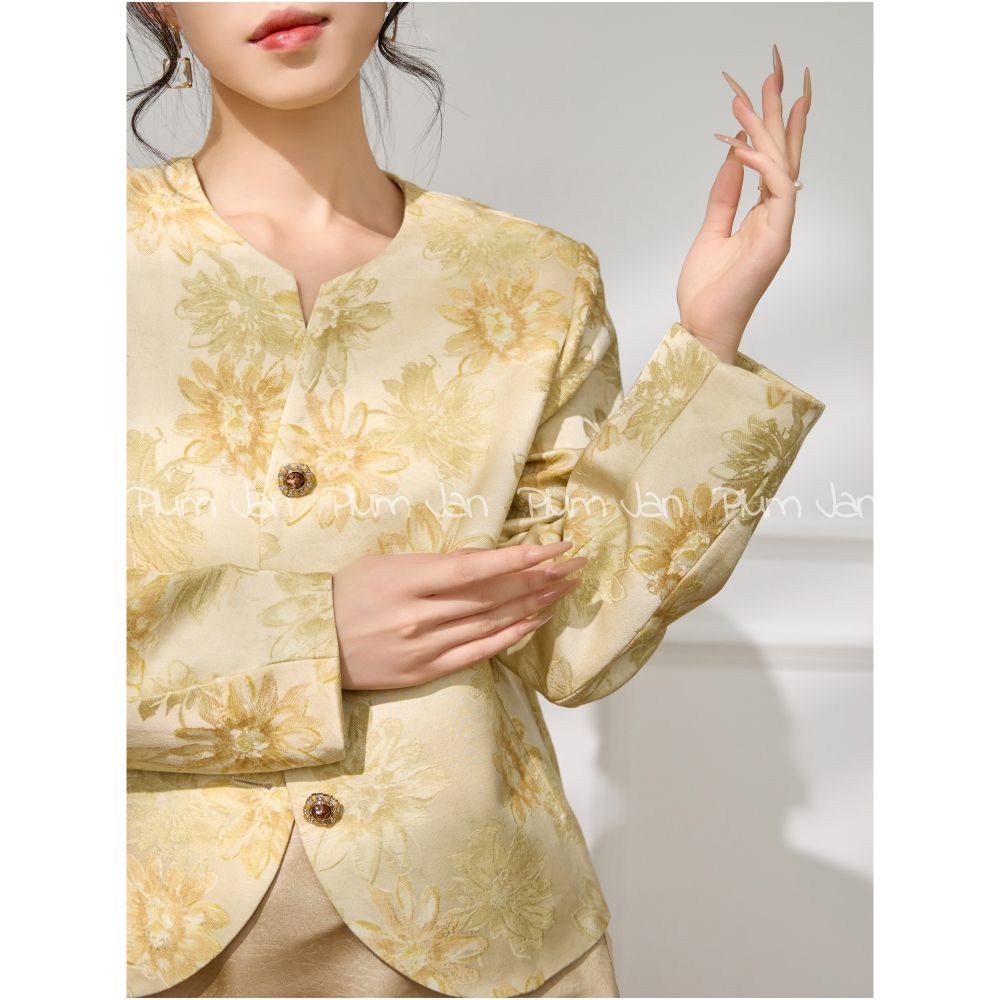 Plum Jan Early Autumn Atmosphere 2025 Wear Jacquard New Chinese Style Short Jacket Formal Occasion National Style Top image 3