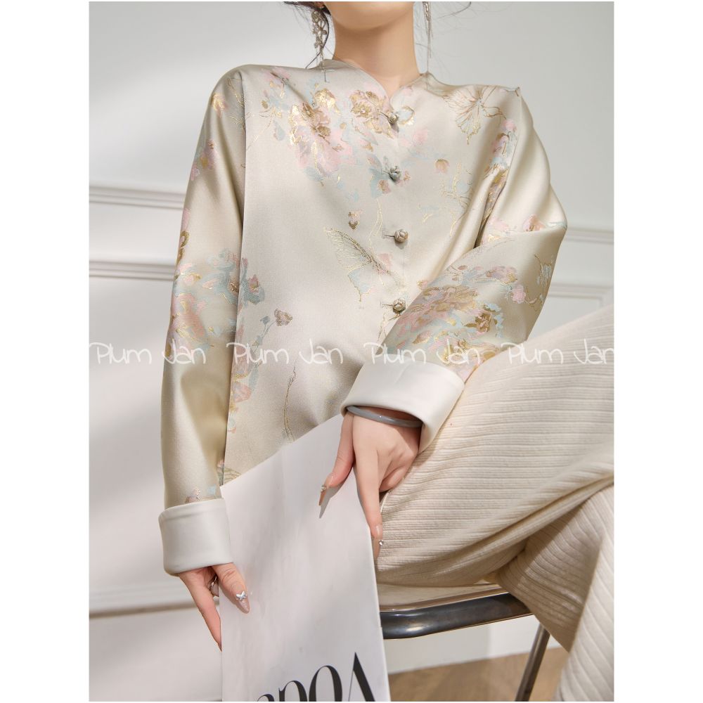 Plum Jan Spring women s 2025 new style light luxury high end new Chinese style coat super beautiful top image 3
