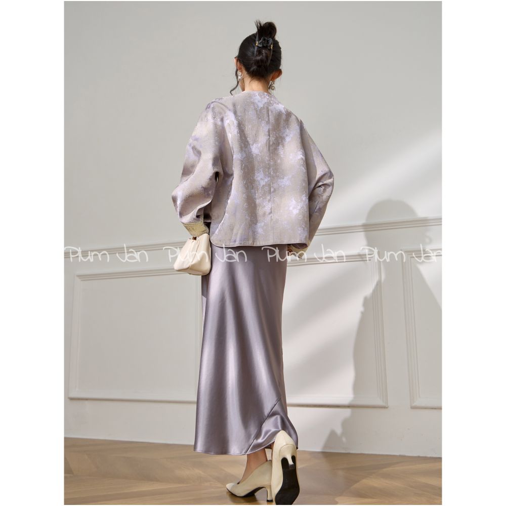 Plum Jan New Chinese style purple national style jacquard jacket for women s autumn new style high end temperament short top image 4