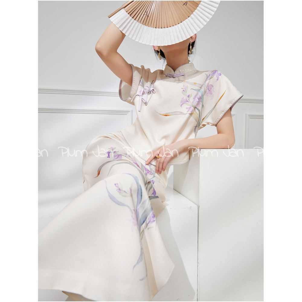 Plum Jan New Chinese style suit Chinese style women s summer style this year popular beautiful modified cheongsam skirt two piece suit image 13