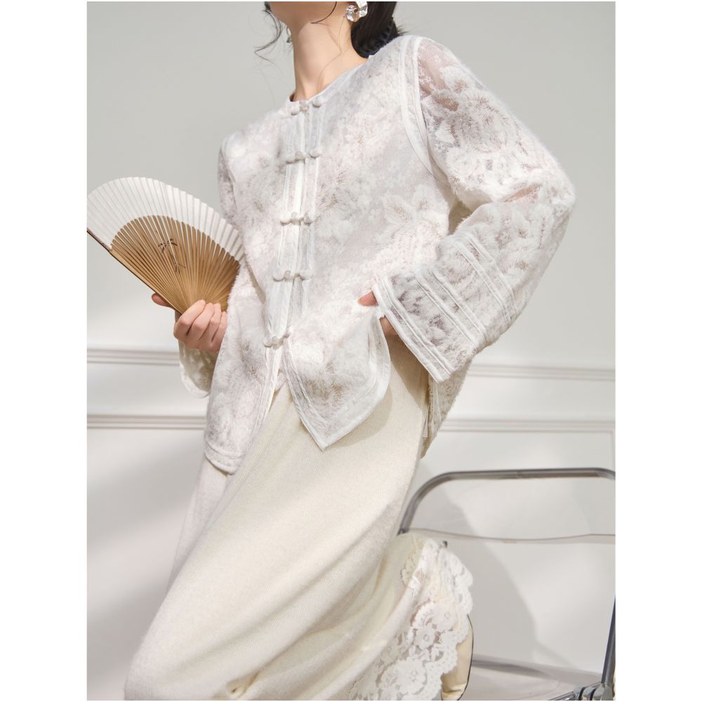 Plum Jan New Chinese style white shirt women s 2025 new design sense light luxury temperament shirt top image 3