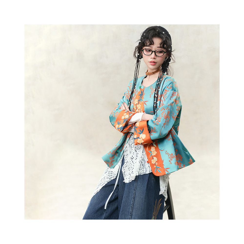 Su Luo s Hundred Flowers Series Yaoyao Yange original design new Chinese style heavy embroidery spring loose short jacket image 4
